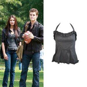 Halter Polka Dot Ruffle Blouse As Seen On Elena Gilbert
